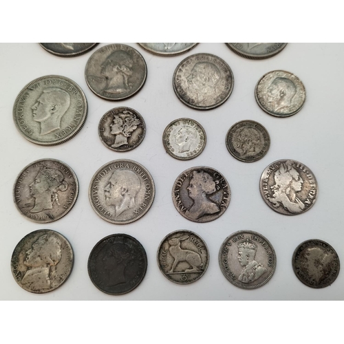 43 - Mixed Collection of Silver to include Coins, Coin Mounts (2), Sugar Tongs, etc. Total Weight 129 Gra... 