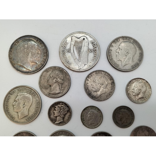 43 - Mixed Collection of Silver to include Coins, Coin Mounts (2), Sugar Tongs, etc. Total Weight 129 Gra... 