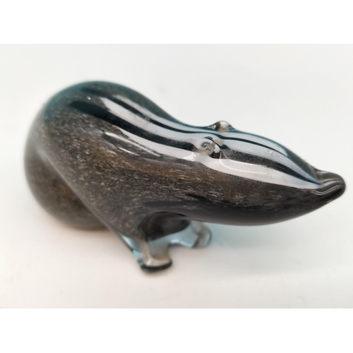 49 - Langham Glass Figure of a Badger plus Caithness Toadstool Paperweight. Tallest 8cm.