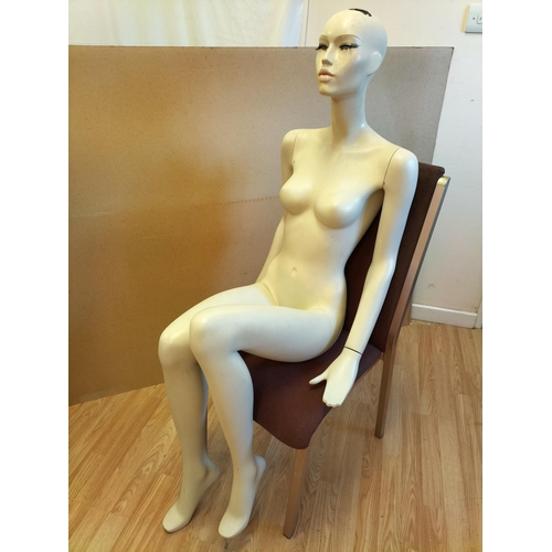 651 - Full Female Seated Mannequin. 130cm High. Chair Not Included. Collection Only.