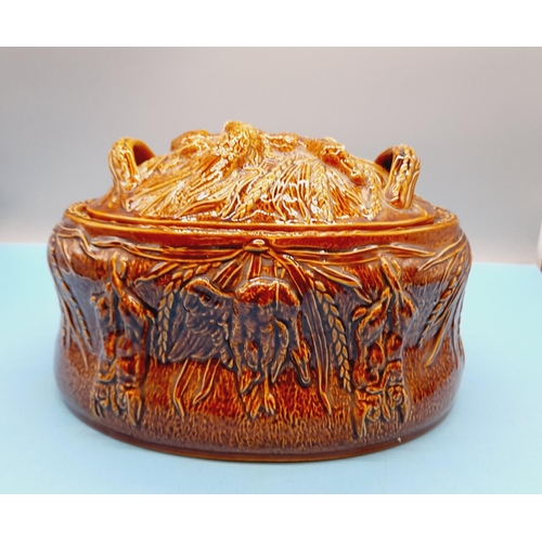 74 - Portmeirion Treacle Glazed Game Pie Dish. 16cm High, 25cm x 23cm.