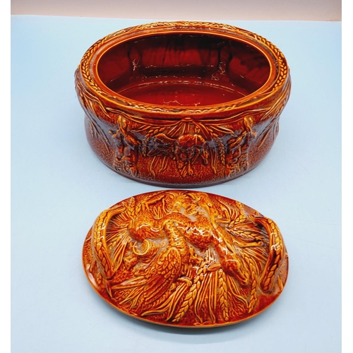 74 - Portmeirion Treacle Glazed Game Pie Dish. 16cm High, 25cm x 23cm.