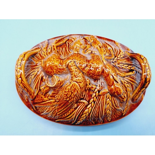 74 - Portmeirion Treacle Glazed Game Pie Dish. 16cm High, 25cm x 23cm.