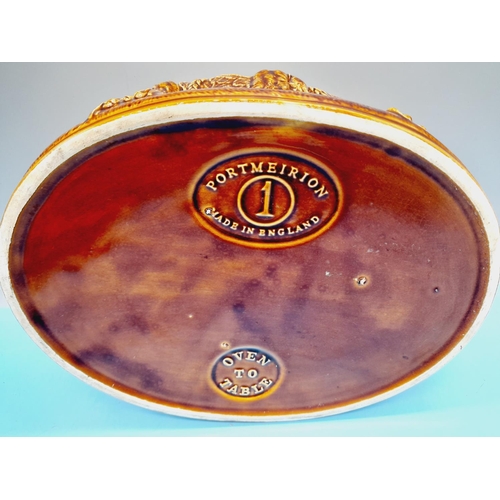 74 - Portmeirion Treacle Glazed Game Pie Dish. 16cm High, 25cm x 23cm.