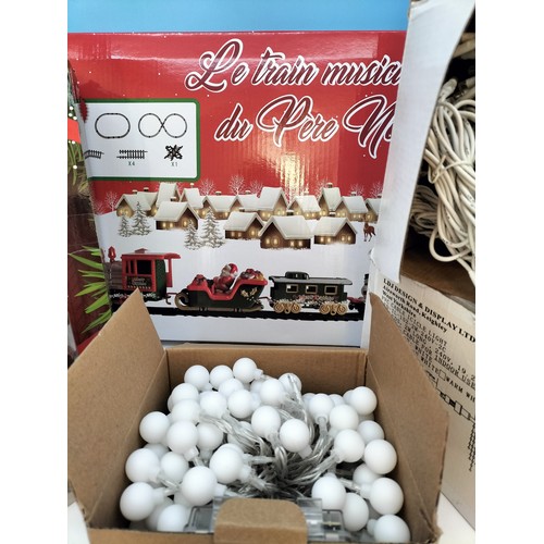 368 - Collection of Christmas Decorations to include Indoor Lights, Santa Train, etc.