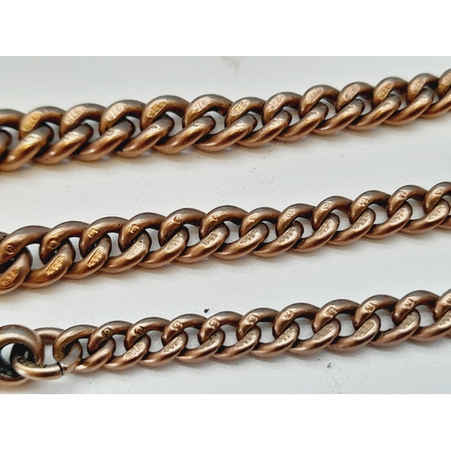 1 - 9ct Rose Gold Double Albert Chain, DB Marked. Each Link Marked. Plus 9ct Mount. 33 Grams.