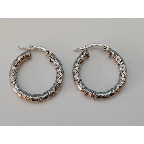 36 - Pair of 9ct 375 White Gold Hoop Earrings. 1.2 Grams.