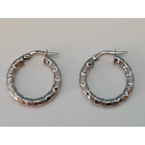 36 - Pair of 9ct 375 White Gold Hoop Earrings. 1.2 Grams.