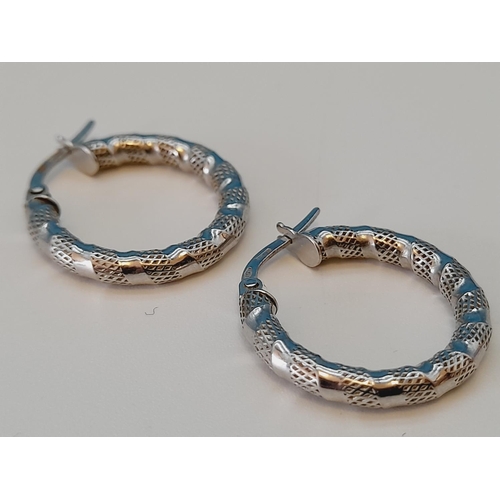 36 - Pair of 9ct 375 White Gold Hoop Earrings. 1.2 Grams.