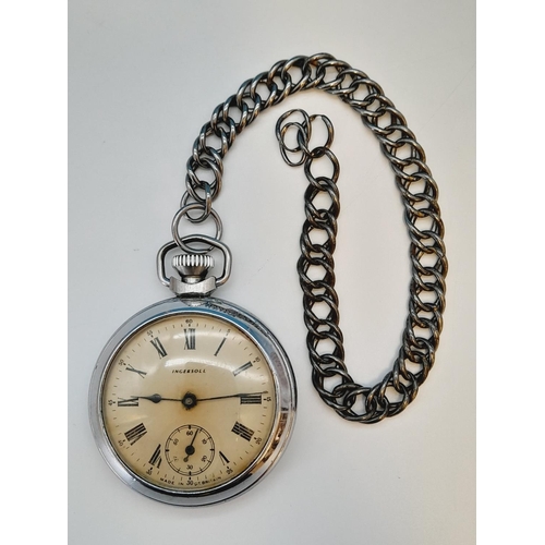 62 - Ingersoll Pocket Watch W/O plus Silver Hallmarked Teaspoon.