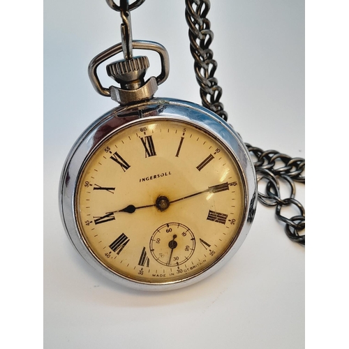 62 - Ingersoll Pocket Watch W/O plus Silver Hallmarked Teaspoon.