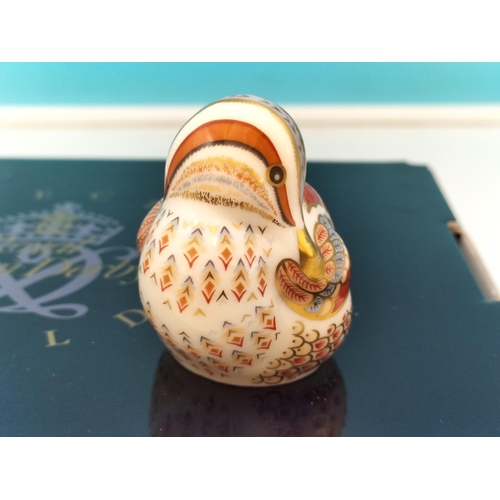 69 - Royal Crown Derby Collectors Guild 'Teal Duckling' Paperweight (MMVI 2006) with Gold Stopper and Red... 