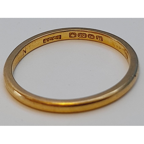 7 - 22ct Gold Hallmarked Ring. 2.1 Grams.