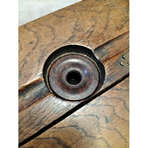 46 - Oak School Desk with Bakelite Inkwell. 76cm High, 56cm x 46cm. Collection Only.