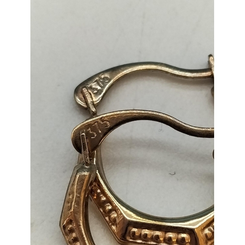 15 - Pair of 9ct Gold Hoop Earrings.