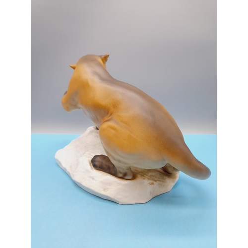 22 - Beswick Figure of a Puma on a Rock. 21cm High, 31cm x 13cm.