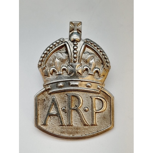 26 - Silver Hallmarked (London) ARP Badge.