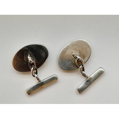 27 - Silver (Unmarked) Blue John Stone Cufflinks.