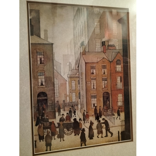 35 - Framed L.S.Lowry Print 'The Hawker's Cart'. 79cm x 63cm. Collection Only.