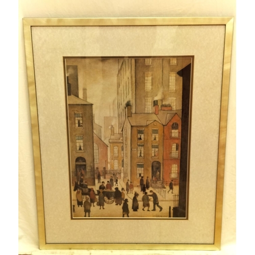 35 - Framed L.S.Lowry Print 'The Hawker's Cart'. 79cm x 63cm. Collection Only.