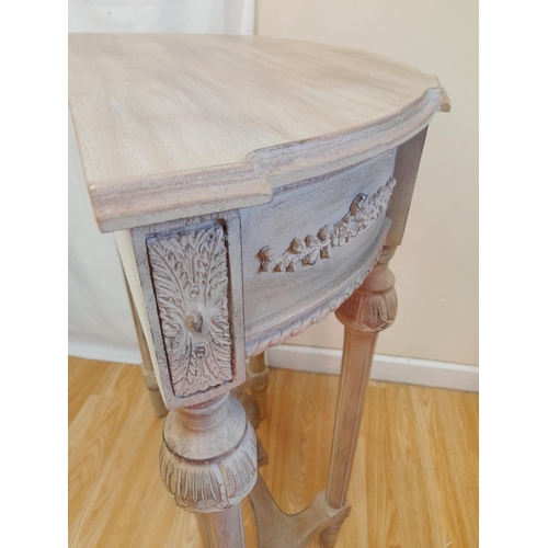 54 - Half Moon Table. 83cm High, 60cm x 34cm. Collection Only.