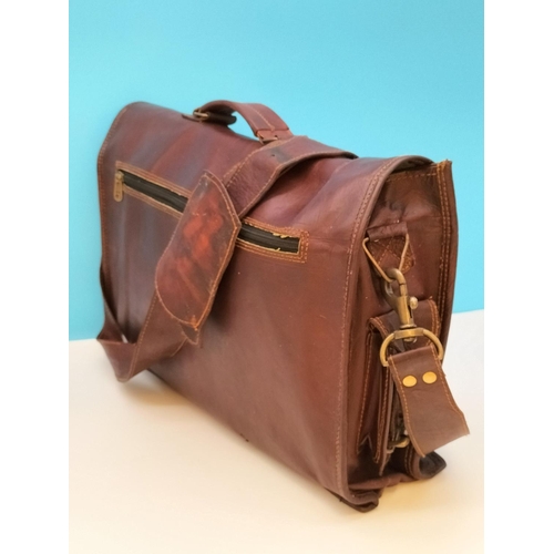 57 - Vintage Leather Satchel Bag. 35cm High, 46cm x 12cm.