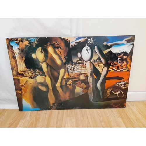 58 - Large Canvas Salvador Dali Print 'Metamorphosis of Narcissus' 85cm x 55cm. Collection Only.