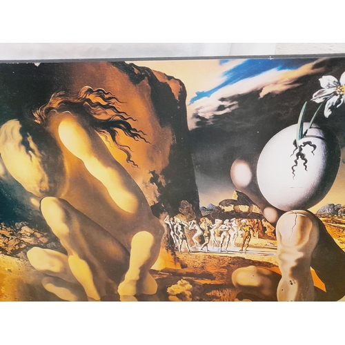 58 - Large Canvas Salvador Dali Print 'Metamorphosis of Narcissus' 85cm x 55cm. Collection Only.