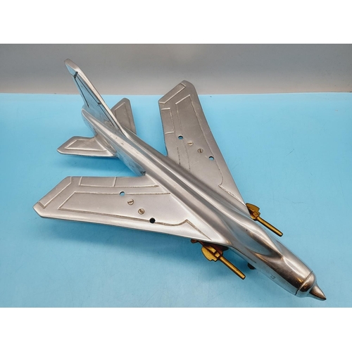 9 - Aluminium and Brass War Plane. 15cm High, 36cm x 28cm.