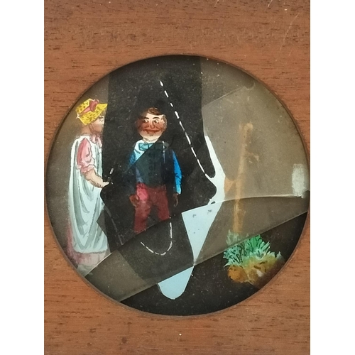 48 - Victorian Mechanical Glass Magic Lantern Slides (3) to include Chromotope and Faces of the Moon. Bot... 