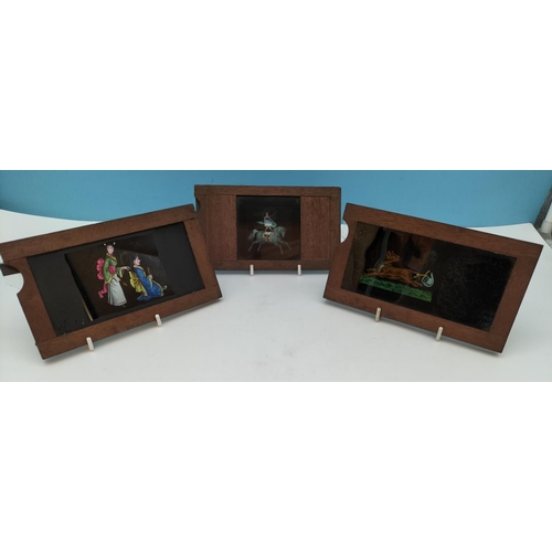 49 - Collection of 3 Victorian/Edwardian Hand Painted Magic Lantern Slides.