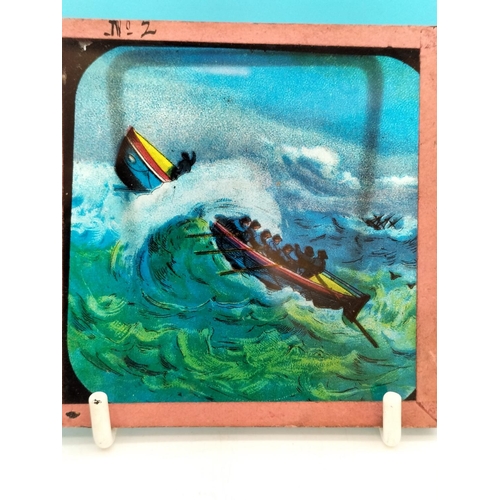 50 - Set of 12 Victorian Hand Painted 'Rough Seas' Magic Lantern Slides.