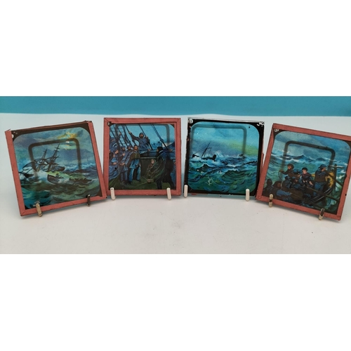 50 - Set of 12 Victorian Hand Painted 'Rough Seas' Magic Lantern Slides.