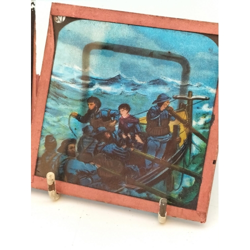 50 - Set of 12 Victorian Hand Painted 'Rough Seas' Magic Lantern Slides.