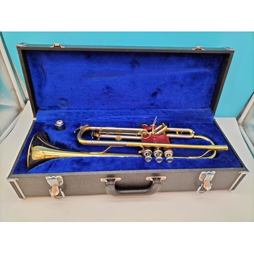 51 - Danor Cased Trumpet. 47cm Long.