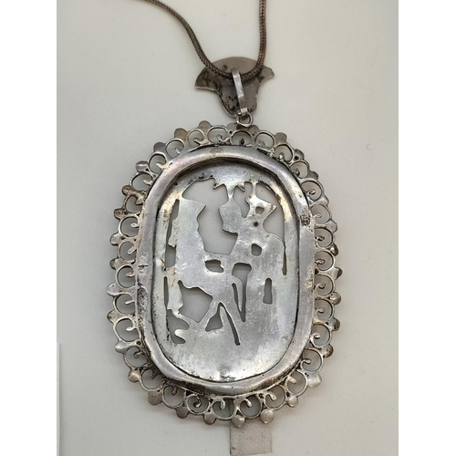 193 - Continental Silver (Tested) Egyptian Pendant (8cm x 5cm) on 925 18