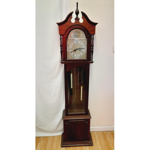 435 - Wooden Cased Grandmother Clock 'Tempus Fugit' with Pendulum (Not Correct to Clock) W/O. 178cm Tall. ... 