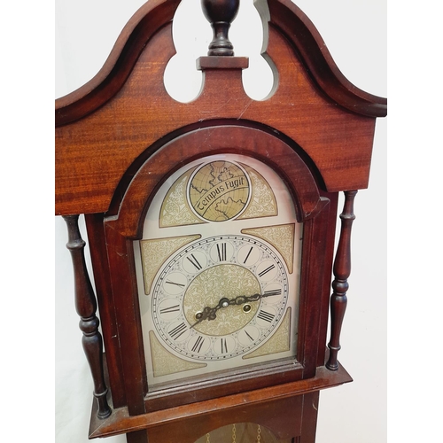 435 - Wooden Cased Grandmother Clock 'Tempus Fugit' with Pendulum (Not Correct to Clock) W/O. 178cm Tall. ... 