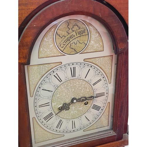 435 - Wooden Cased Grandmother Clock 'Tempus Fugit' with Pendulum (Not Correct to Clock) W/O. 178cm Tall. ... 