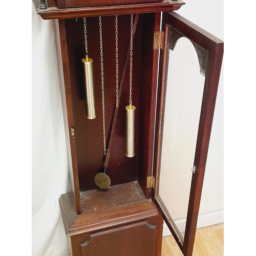 435 - Wooden Cased Grandmother Clock 'Tempus Fugit' with Pendulum (Not Correct to Clock) W/O. 178cm Tall. ... 