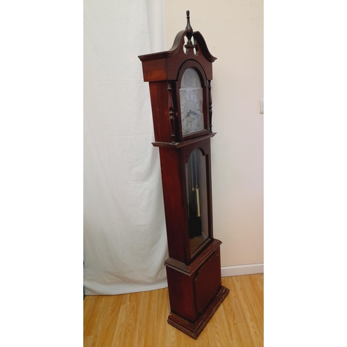 435 - Wooden Cased Grandmother Clock 'Tempus Fugit' with Pendulum (Not Correct to Clock) W/O. 178cm Tall. ... 