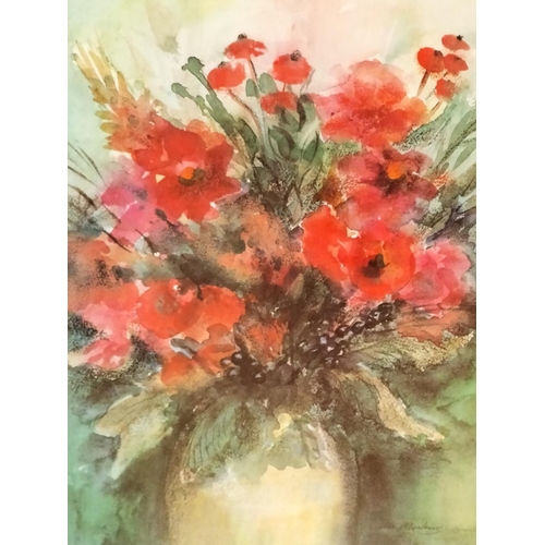 255 - John Lewis Framed Print of Red Flowers. 69cm x 87cm. Collection Only.