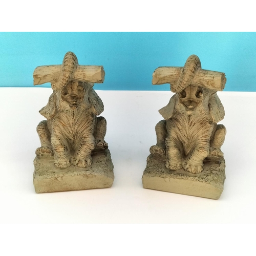 115 - Resin Elephant Bookends. 19cm High, 14cm x 11cm.