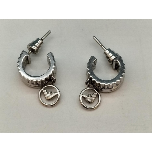 118 - Pair of Emporio Armani 925 Silver Hoop Earrings.