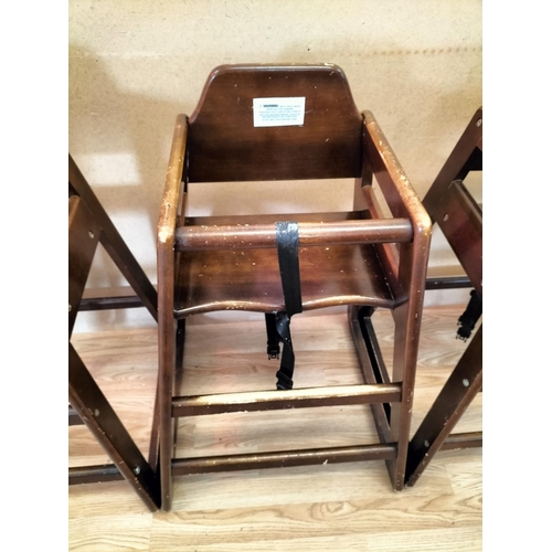 122 - Euro Bambino Commercial Brown High Chairs (3). Some Signs of Wear. 75cm High, 50cm x 50cm. Collectio... 