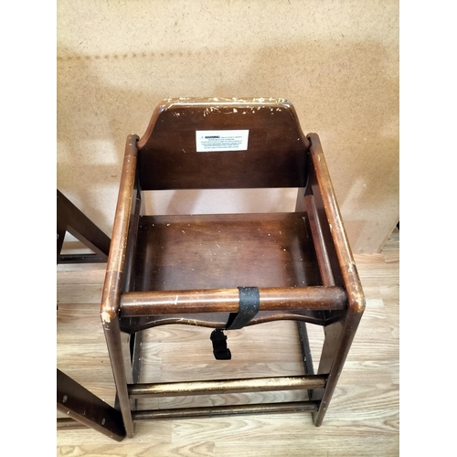 122 - Euro Bambino Commercial Brown High Chairs (3). Some Signs of Wear. 75cm High, 50cm x 50cm. Collectio... 