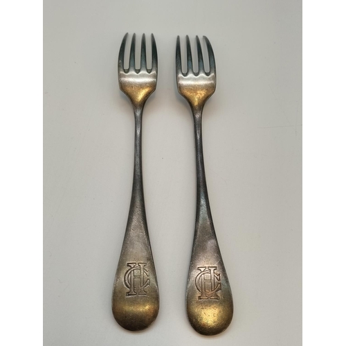 127 - 2 x Silver (Tested) Forks by Christofle. 88 Grams.