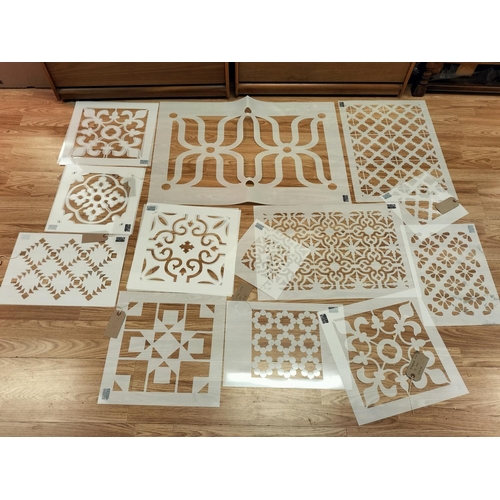 131 - Collection of Studio Stencils (19). Various Tile Patterns. Largest 83cm x 59cm.