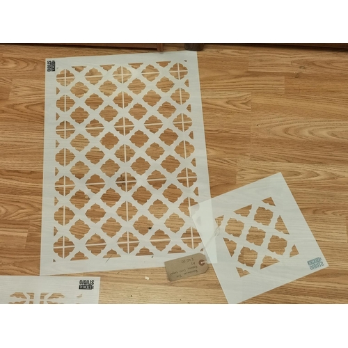 131 - Collection of Studio Stencils (19). Various Tile Patterns. Largest 83cm x 59cm.