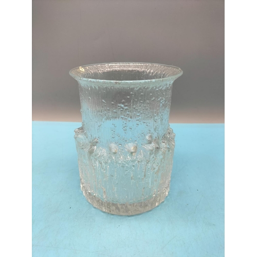 138 - Tapio Wirkkala (Finnish) 'Melting Ice' Pattern Glass 14cm Vase